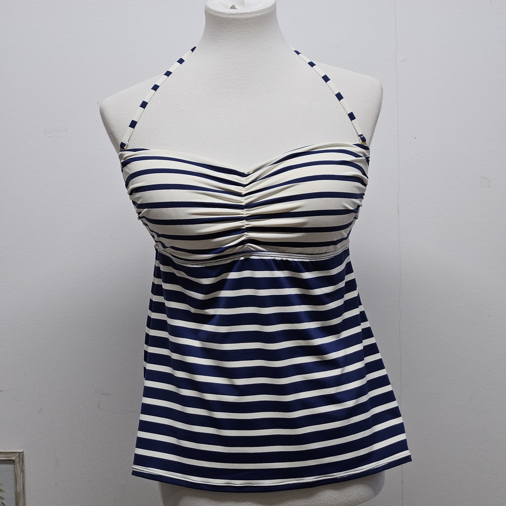 Ralph Lauren Sapphire Blue Striped Tankini Top Size 14